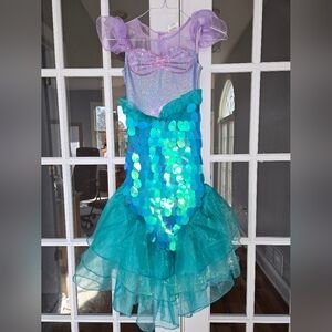 Mermaid Princess Kids Costume With Wig - Purple and Teal